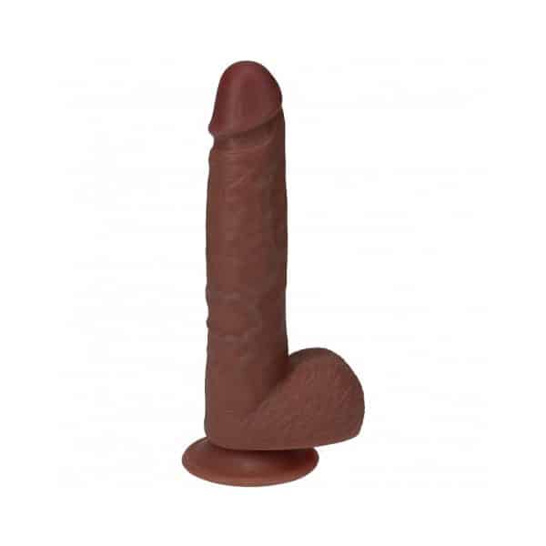 RealRock 7 in. Vibrating Cock with Balls Straight Brown - Image 3
