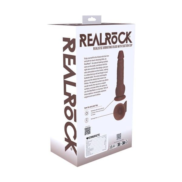 RealRock 7 in. Vibrating Cock with Balls Straight Brown - Image 7