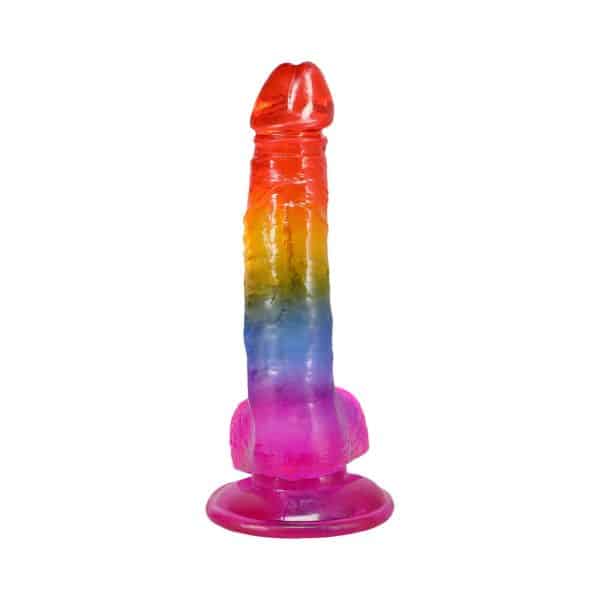 Crystal Jellies 8.5 in. Realistic Cock with Balls Rainbow - Image 5