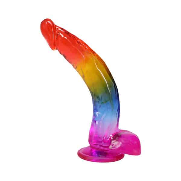 Crystal Jellies 9.5 in. Realistic Cock with Balls Rainbow - Image 2