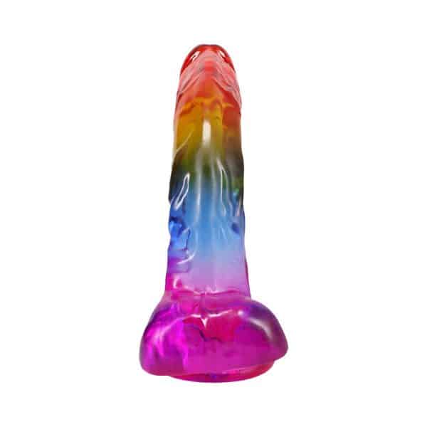 Crystal Jellies 9.5 in. Realistic Cock with Balls Rainbow - Image 3