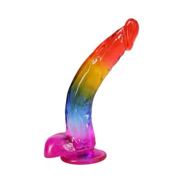 Crystal Jellies 9.5 in. Realistic Cock with Balls Rainbow - Image 4