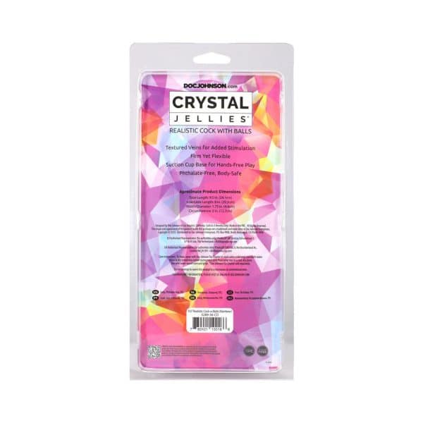 Crystal Jellies 9.5 in. Realistic Cock with Balls Rainbow - Image 6