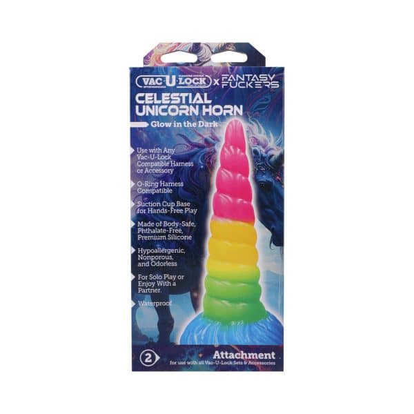 Vac-U-Lock x Fantasy Fuckers Glow-in-the-Dark Celestial Unicorn Horn Multi-Color - Image 3