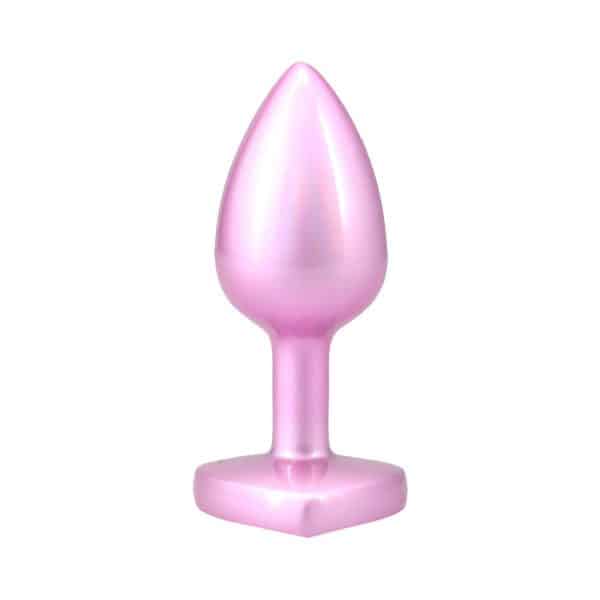 Booty Bling Heart Diamond Jeweled Metal Plug Pink Small - Image 2