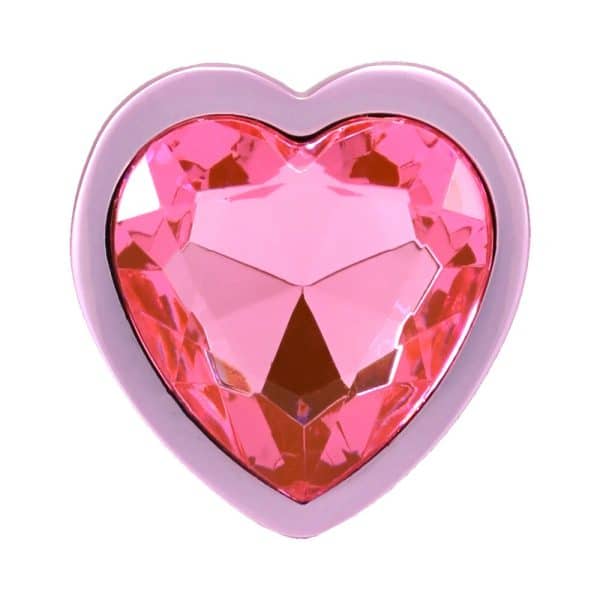 Booty Bling Heart Diamond Jeweled Metal Plug Pink Small - Image 4