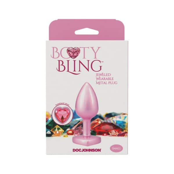 Booty Bling Heart Diamond Jeweled Metal Plug Pink Small - Image 5