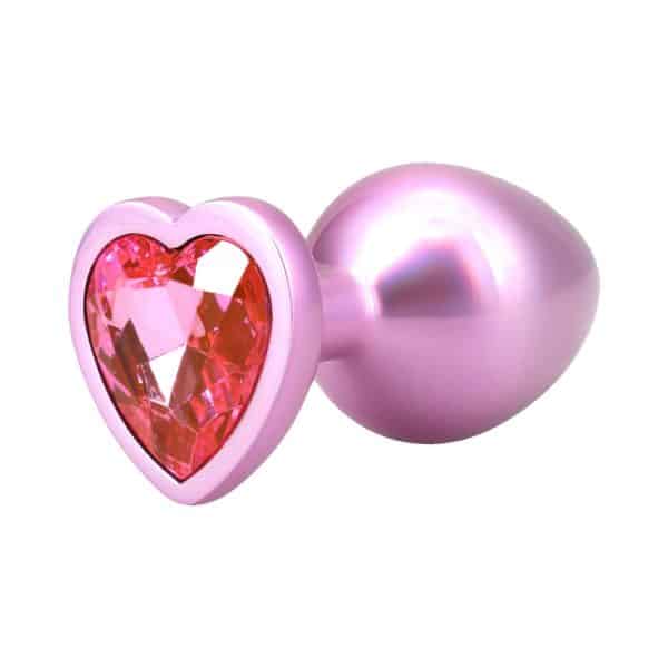 Booty Bling Heart Diamond Jeweled Metal Plug Pink Medium - Image 3