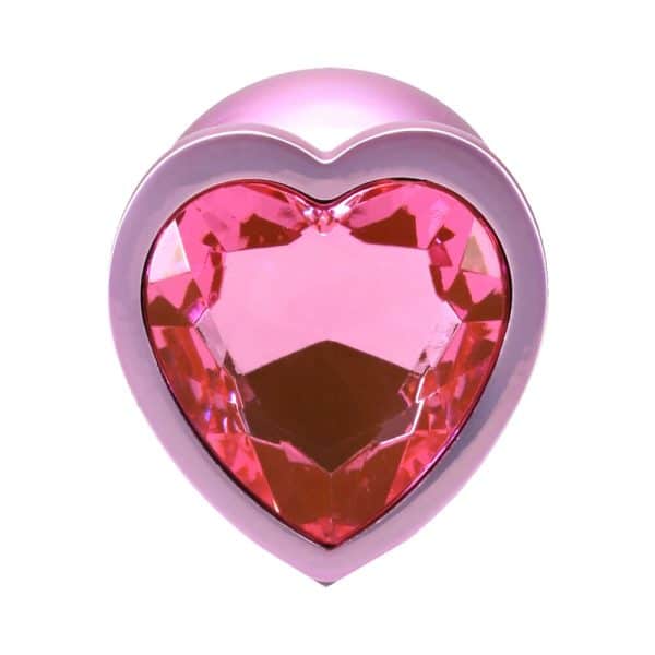 Booty Bling Heart Diamond Jeweled Metal Plug Pink Medium - Image 4