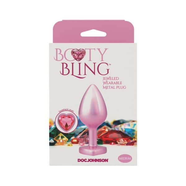 Booty Bling Heart Diamond Jeweled Metal Plug Pink Medium - Image 5