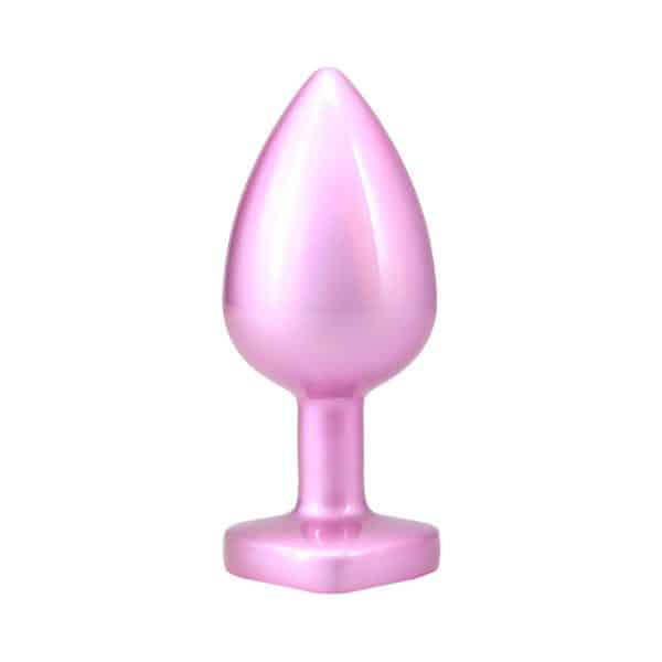 Booty Bling Heart Diamond Jeweled Metal Plug Pink Large - Image 2