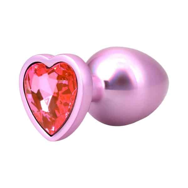 Booty Bling Heart Diamond Jeweled Metal Plug Pink Large - Image 3