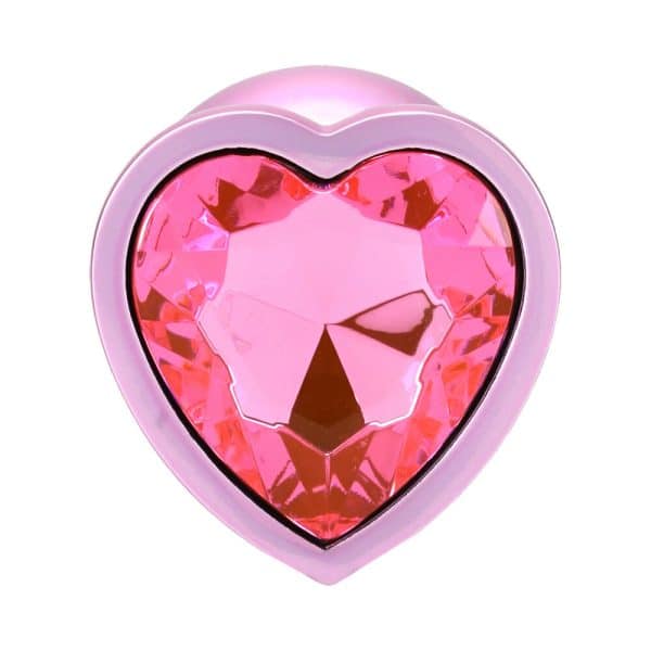 Booty Bling Heart Diamond Jeweled Metal Plug Pink Large - Image 4