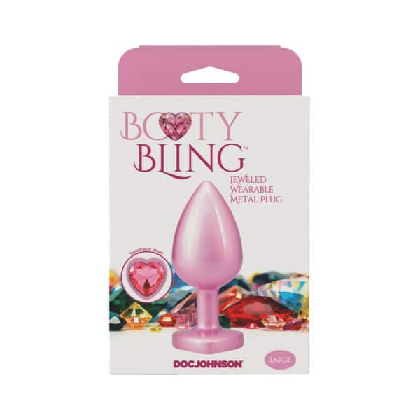Booty Bling Heart Diamond Jeweled Metal Plug Pink Large - Image 5