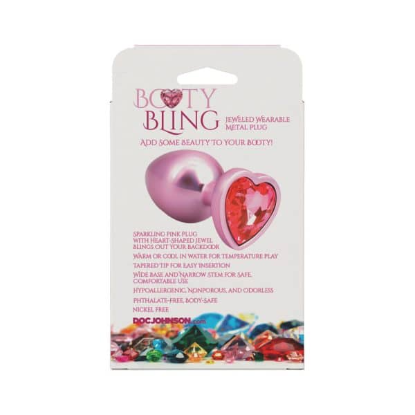 Booty Bling Heart Diamond Jeweled Metal Plug Pink Large - Image 6
