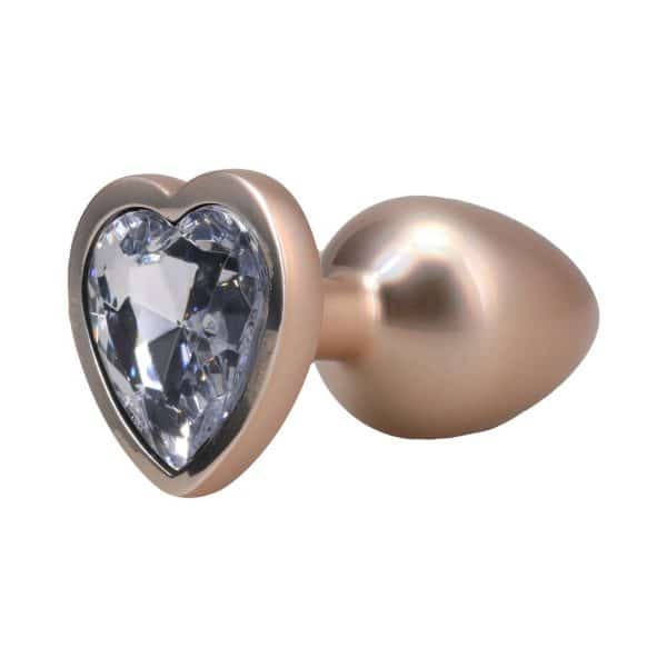 Booty Bling Heart Diamond Jeweled Metal Plug Gold Small - Image 3