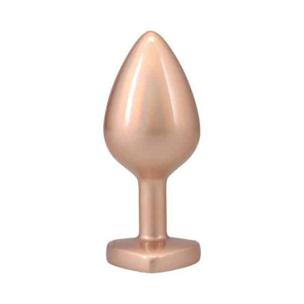 Booty Bling Heart Diamond Jeweled Metal Plug Gold Medium - Image 2