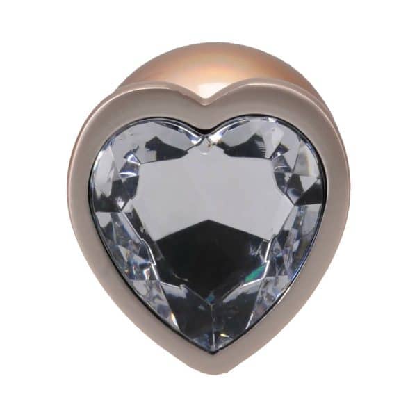Booty Bling Heart Diamond Jeweled Metal Plug Gold Medium - Image 4