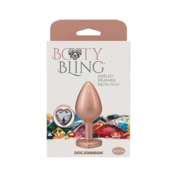 Booty Bling Heart Diamond Jeweled Metal Plug Gold Medium - Image 5