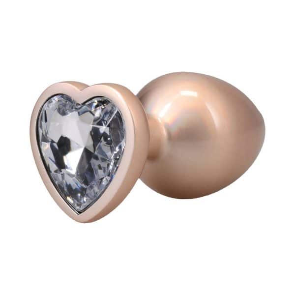Booty Bling Heart Diamond Jeweled Metal Plug Gold Large - Image 3