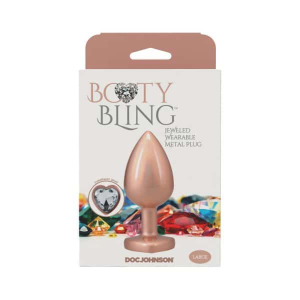 Booty Bling Heart Diamond Jeweled Metal Plug Gold Large - Image 5