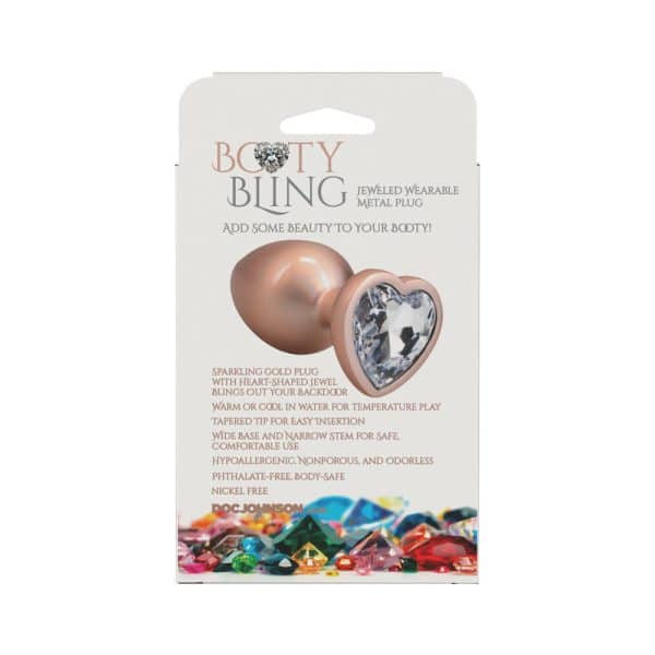 Booty Bling Heart Diamond Jeweled Metal Plug Gold Large - Image 6