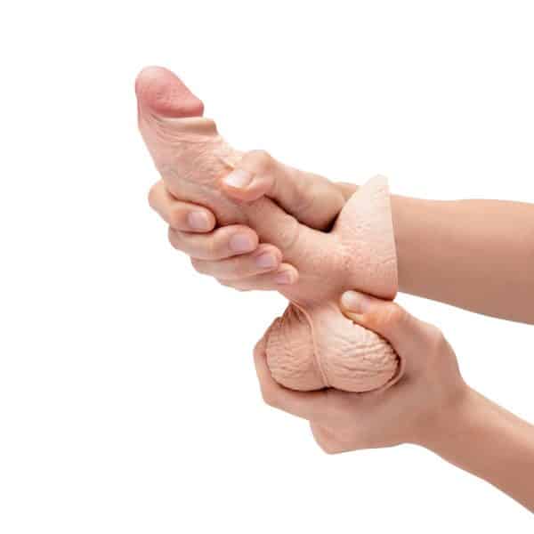 b-Vibe Slipskin Realistic Silicone Dildo 6 in. Girthy Cream - Image 7