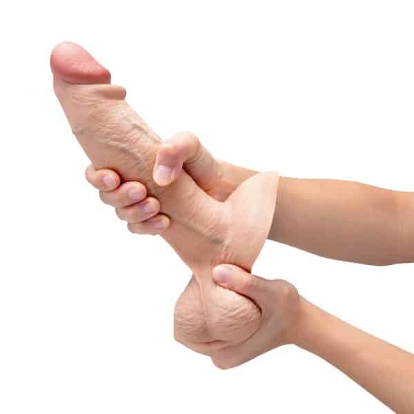 b-Vibe Slipskin Realistic Silicone Dildo 8 in. Girthy Cream - Image 8