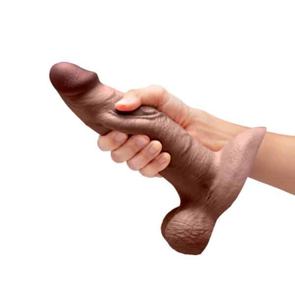 b-Vibe Slipskin Realistic Silicone Dildo 8 in. Girthy Brown - Image 7