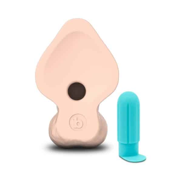 b-Vibe Slipskin Realistic Silicone Dildo 9 in. Curved Cream - Image 5