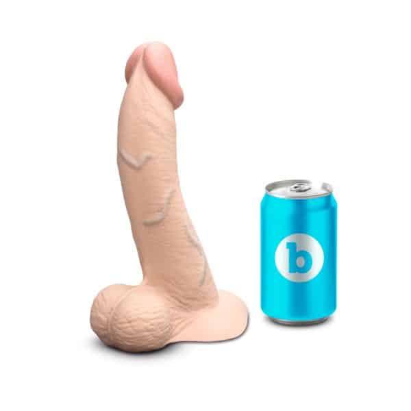 b-Vibe Slipskin Realistic Silicone Dildo 9 in. Curved Cream - Image 10