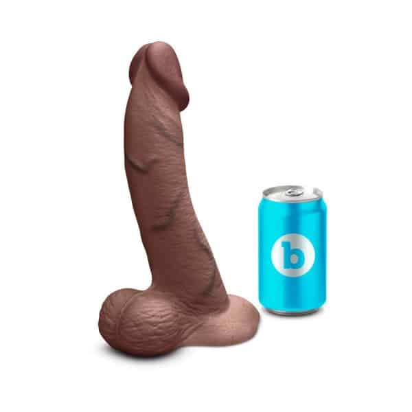 b-Vibe Slipskin Realistic Silicone Dildo 10 in. Curved Brown - Image 10