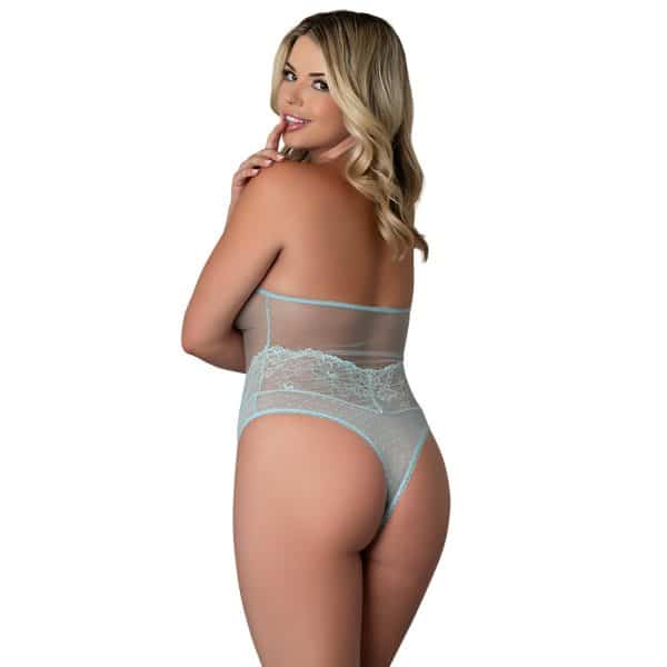 Magic Silk Blue Sky High Neck Cheeky Teddy Blue Queen Size - Image 4
