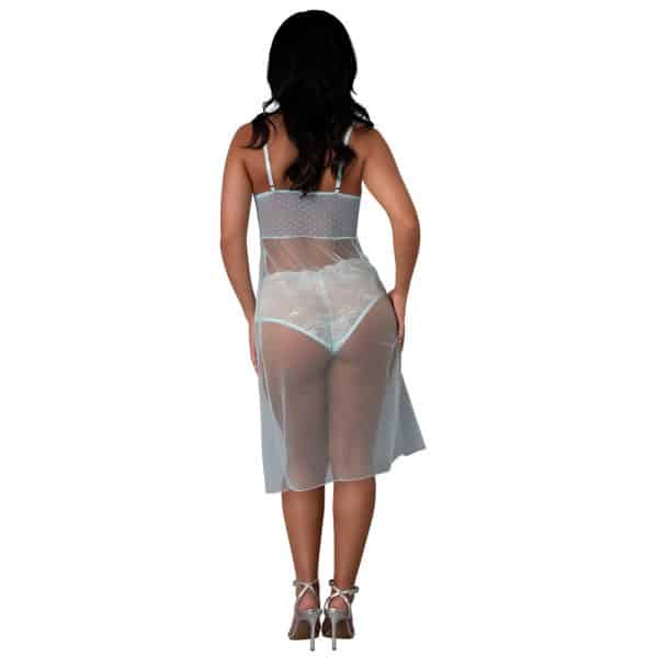 Magic Silk Blue Sky Long Chemise & Boy Short Panty Blue L/XL - Image 2