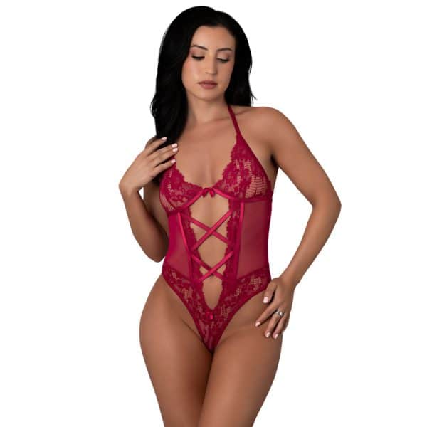 Magic Silk Black Cherry Halter Teddy Cherry S/M - Image 2