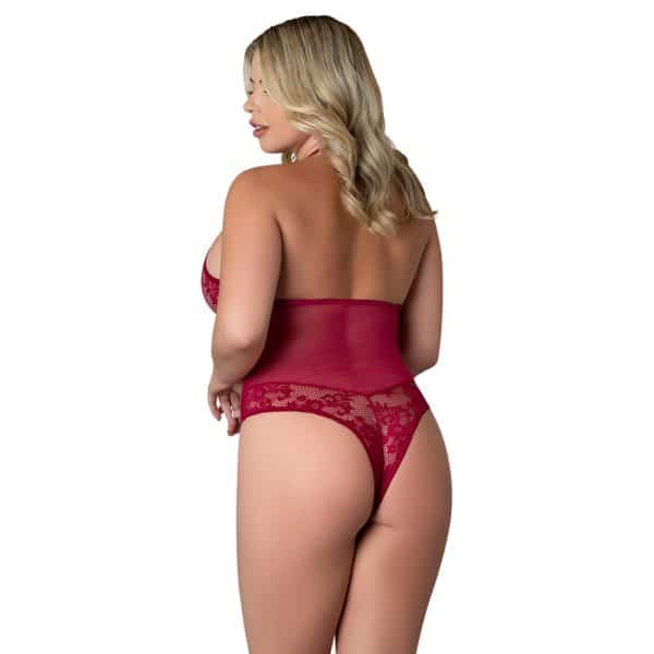 Magic Silk Black Cherry Halter Teddy Cherry Queen Size - Image 4