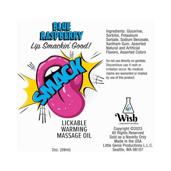 Smack Lickable Massage Oil 3 ml Pouch Blue Raspberry - Image 3