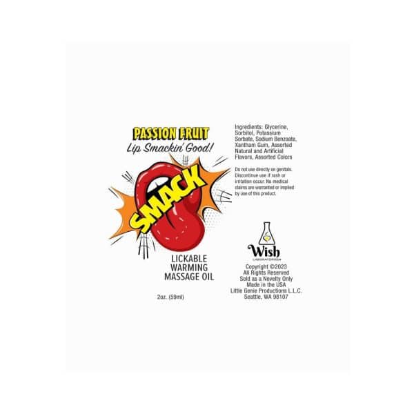 Smack Lickable Massage Oil 3 ml Pouch Passion Fruit - Image 2