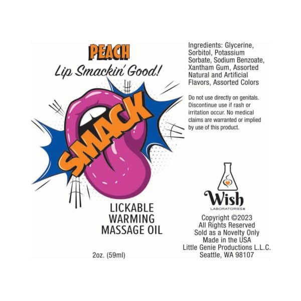 Smack Lickable Massage Oil 3 ml Pouch Peach - Image 2