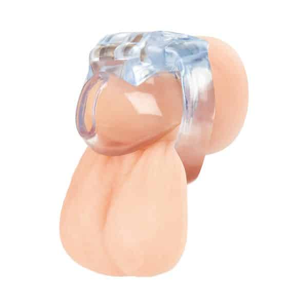 Blue Line Small Dick Acrylic Mini Chastity Cage - Image 2