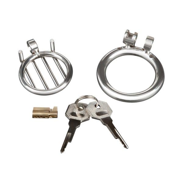Blue Line Stainless Steel Inverted Micro Jail Time Chastity Cage - Image 4