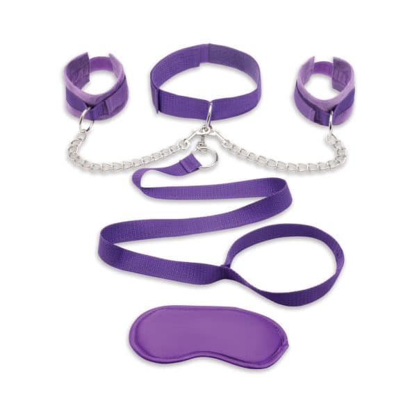 Lux Fetish Collar Cuffs & Leash Set with Removable Cuffs and Leash - Image 4