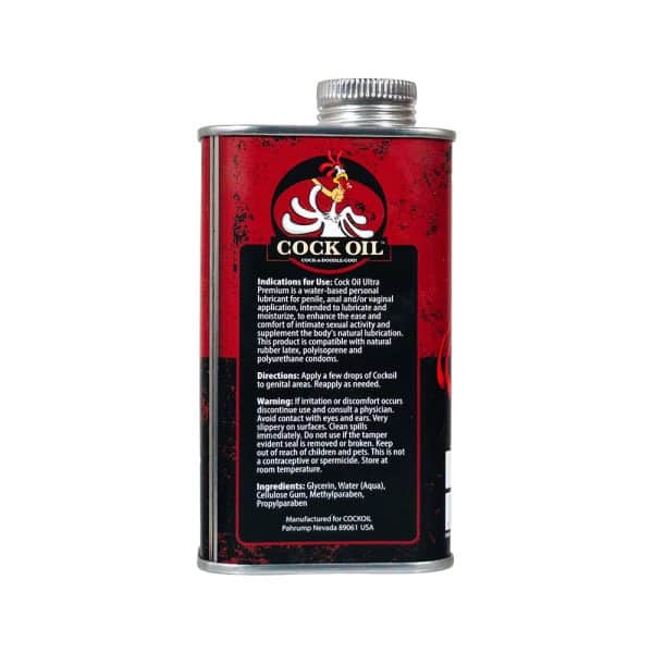 Cock Oil Water-Based Lubricant Metal Can with Inner Plastic Liner 9 oz. - Image 4