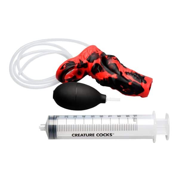 Creature Cocks Hell Hound Squirting Silicone Penis Enhancer Red - Image 4