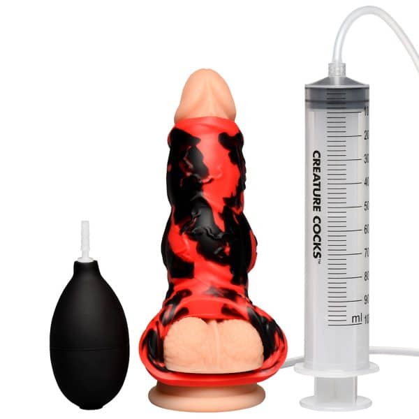 Creature Cocks Hell Hound Squirting Silicone Penis Enhancer Red - Image 5
