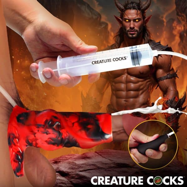 Creature Cocks Hell Hound Squirting Silicone Penis Enhancer Red - Image 7