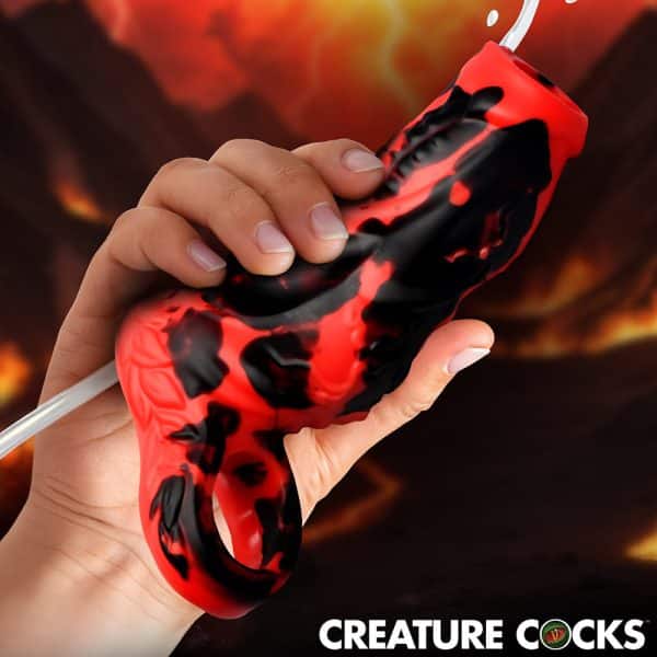 Creature Cocks Hell Hound Squirting Silicone Penis Enhancer Red - Image 8
