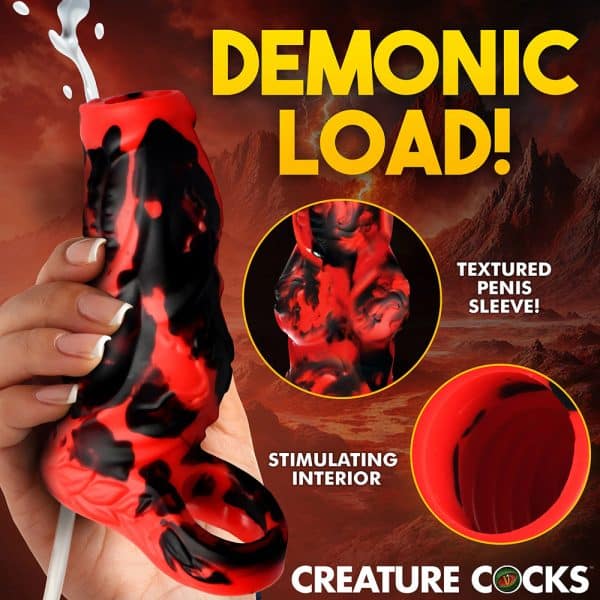 Creature Cocks Hell Hound Squirting Silicone Penis Enhancer Red - Image 9