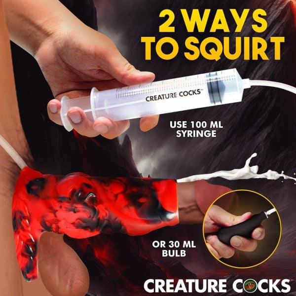 Creature Cocks Hell Hound Squirting Silicone Penis Enhancer Red - Image 10