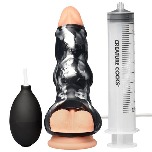 Creature Cocks Night Prowler Squirting Silicone Penis Enhancer Silver - Image 5